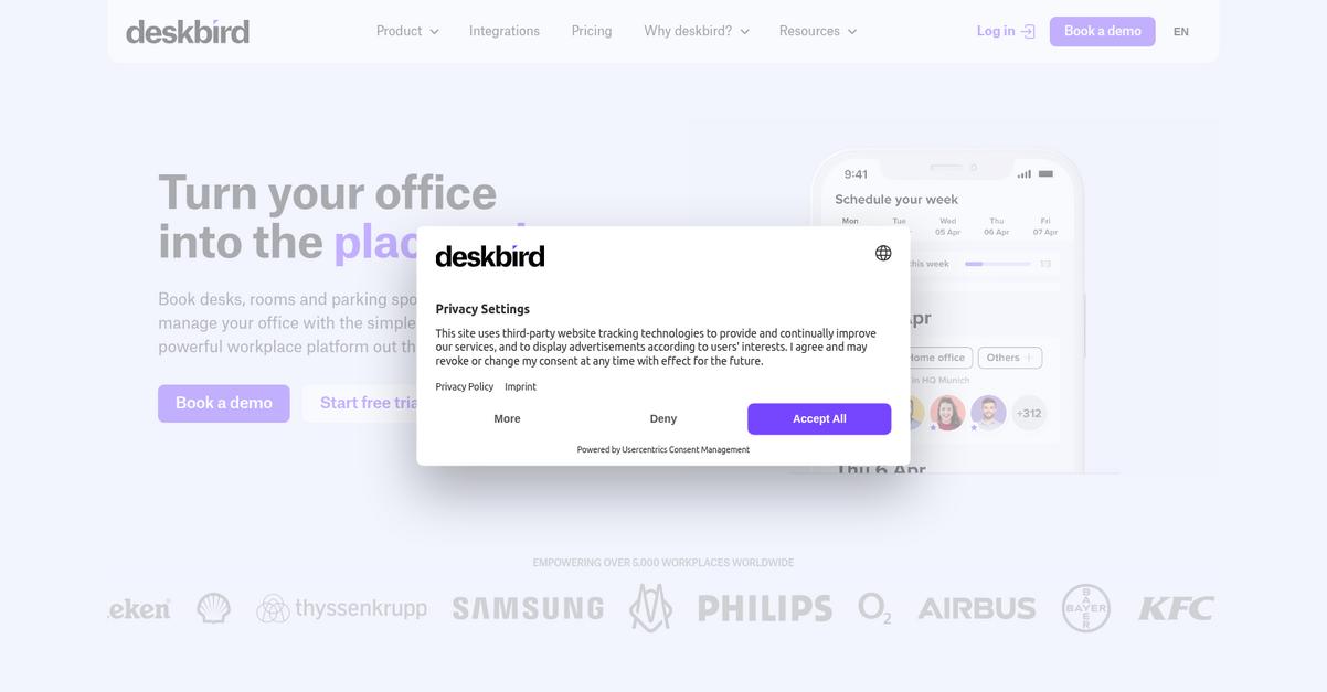 Deskbird Homepage