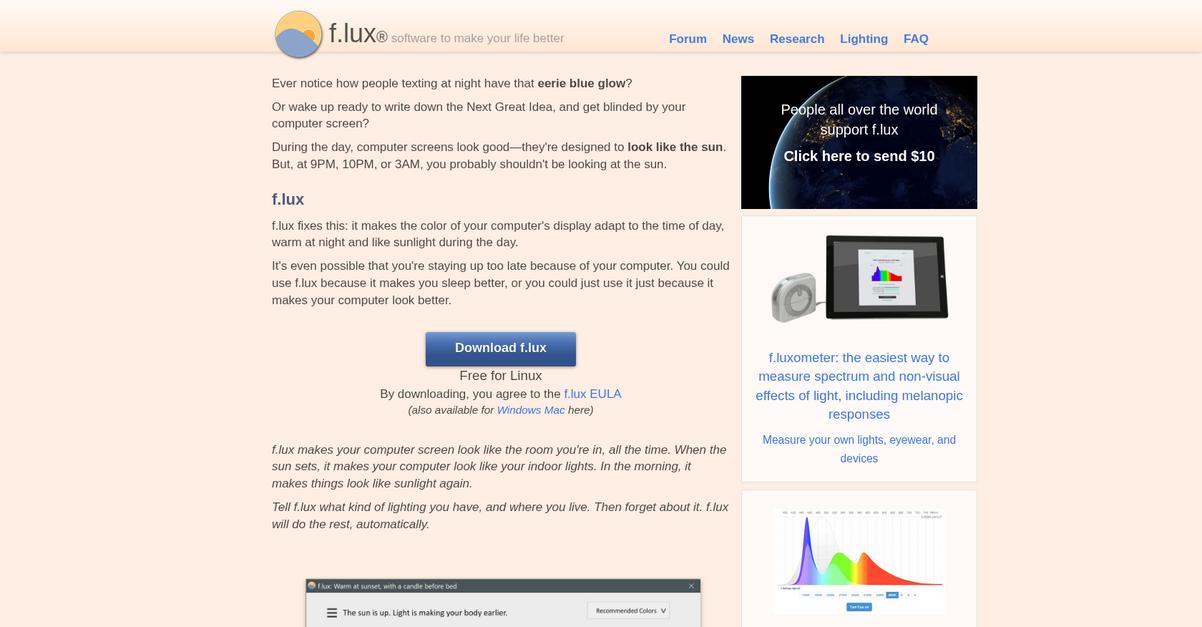 F.Lux Homepage
