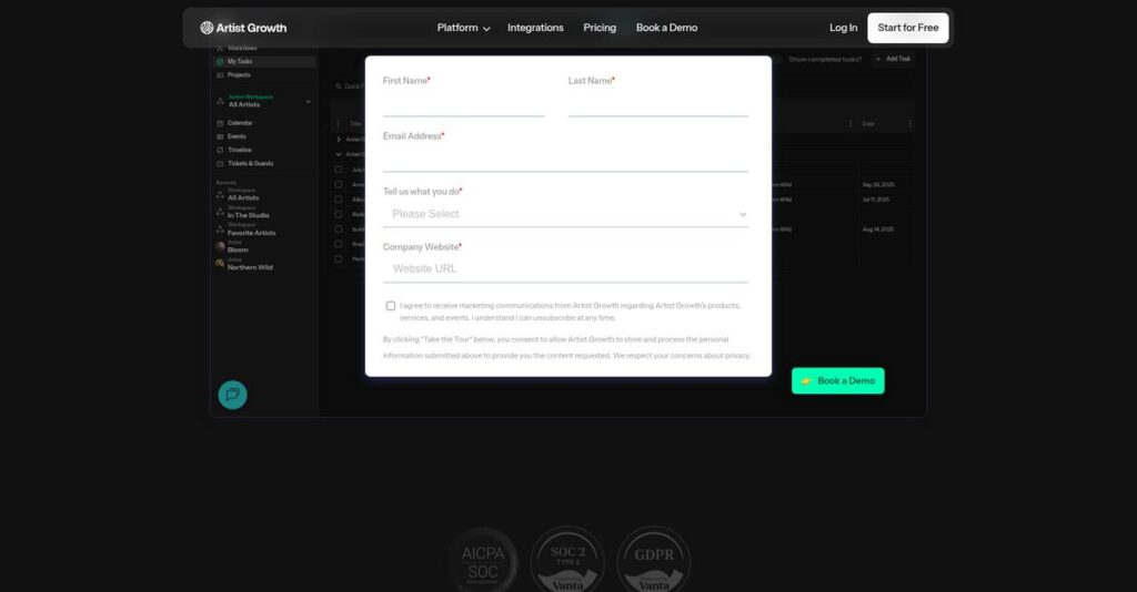 Artist Growth Homepage