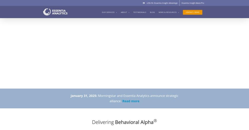 Essentia Analytics Homepage